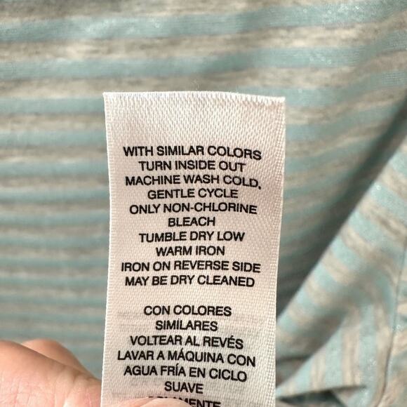 CHICO’S | Blue Gray Metallic Stripe Long Sleeve Top | Size 2 Large - Picture 7 of 7